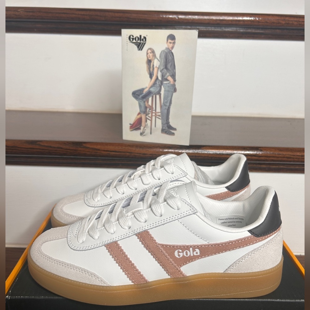 Gola Women’s Viper Leather Sneakers, Sz.6, White, Cameo, Dark Brown, Gum - Picture 7 of 16